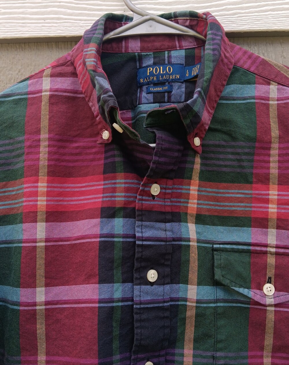 Polo Ralph Lauren Multi-Color Plaid Button-Down Shirt (Red, Green) Size L